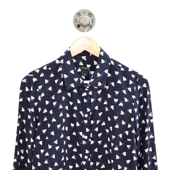 J. Crew Silk Bird Print Blouse #123-513 - Picture 2 of 3